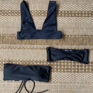 boohoo black bikini top strapless